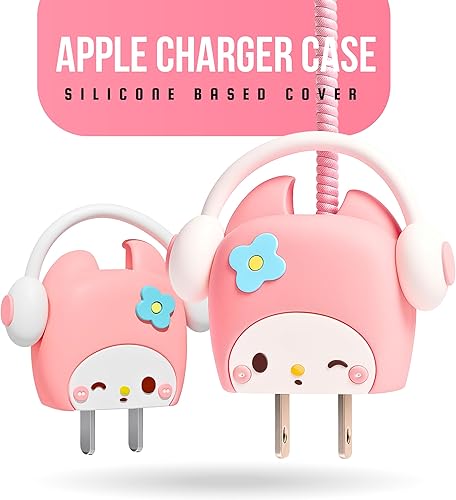 Miniatura 4 de Funda de cargador 3 en 1 de 20 W de dibujos animados compatible con adaptador de iPhone, compacta, duradera, portátil y protectora con protector de