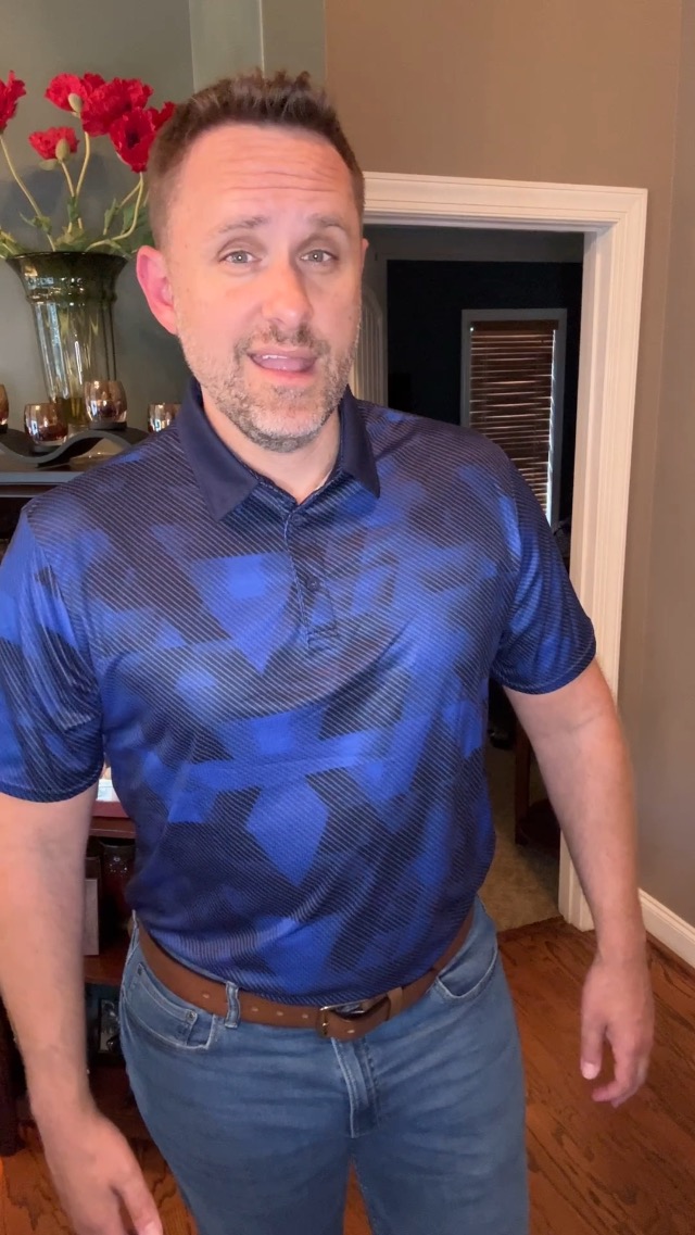 This polo has a cool shiny design that stands out. 