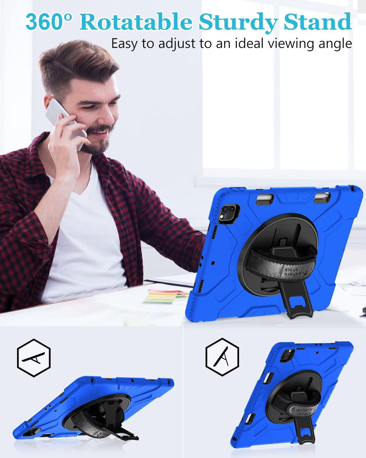 (Get 2) iPad Pro 12.9 Case 2021/2020/2018 Black+iPad Pro 12.9 Case 2021/2020/2018 Blue