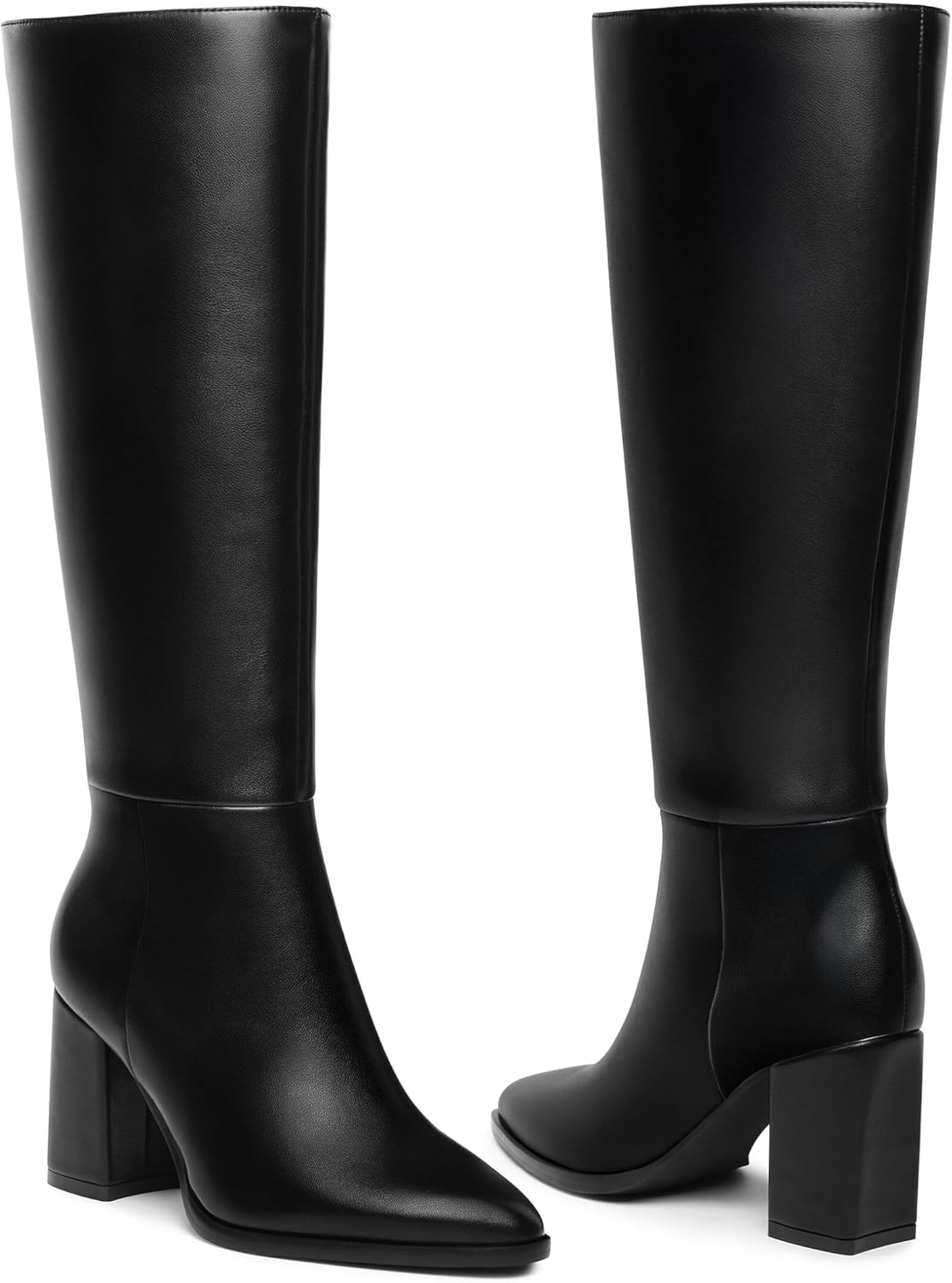 Women's Knee High Boots Pointed Toe Chunky Block Heel Platform Boots Comfort Dress Long Boots - Image 7