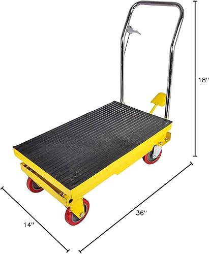 Miniatura 8 de JEGS Carro elevador hidráulico, capacidad de 1100 libras, mesa elevadora de tijera ajustable de 10.5 a 31 pies de altura, mesa elevadora accionada