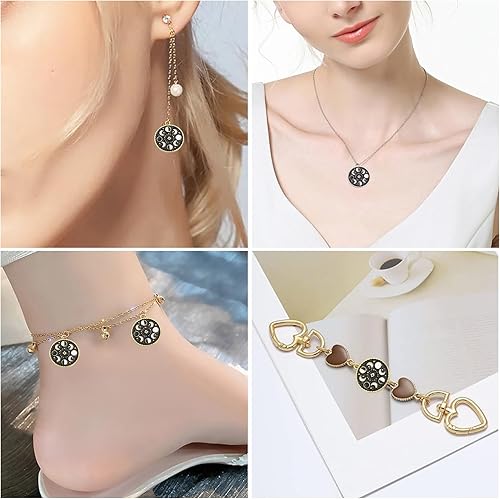 Miniatura 6 de CHGCRAFT 20 dijes redondos de esmalte de aleación de 2 colores con fase lunar plana redonda con dije de fase lunar para bricolaje hecho a mano,