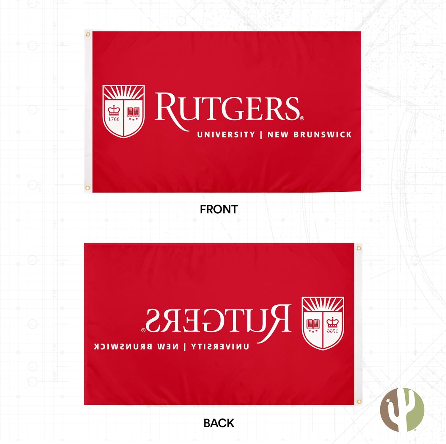Desert Cactus Rutgers R Flag - 3 x 5 Feet Knights Banner, Indoor/Outdoor Durable Fabric, 100% Polyester Design (Style 3) - Image 2