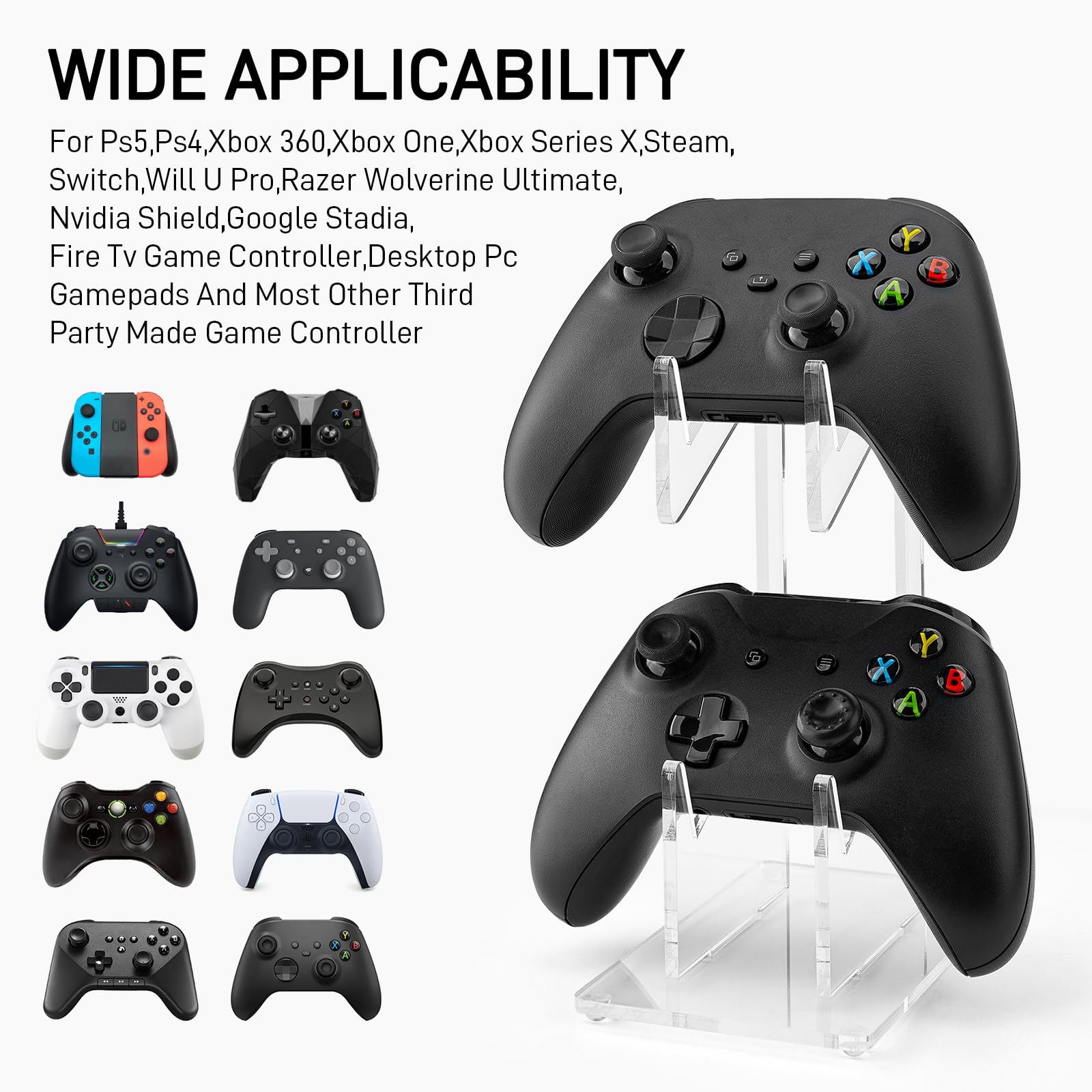 Soporte universal de 2 niveles para Xbox Series X, Xbox, 360, PS5, PS4, Switch, Nintendo, Steam Controller, controlador de juegos de computadora de escritorio, soporte de exhibición