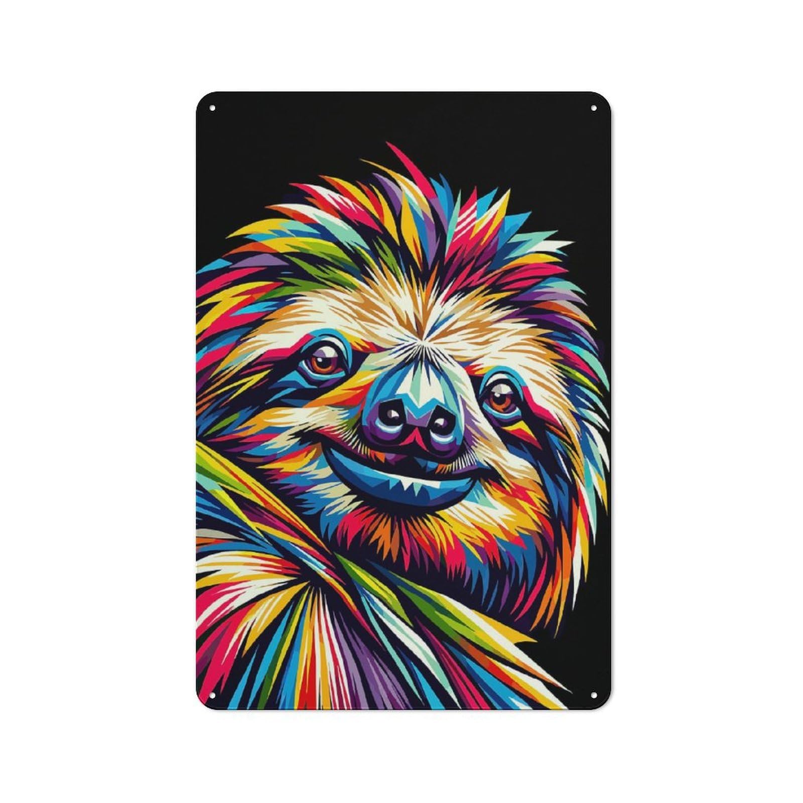 Junmoney Sloth Wpap Pop Art 30X20cm Retro Metal Plaque With For Kitchen Or Home Bar, For Garage, Workshop And Man Cave Decoration