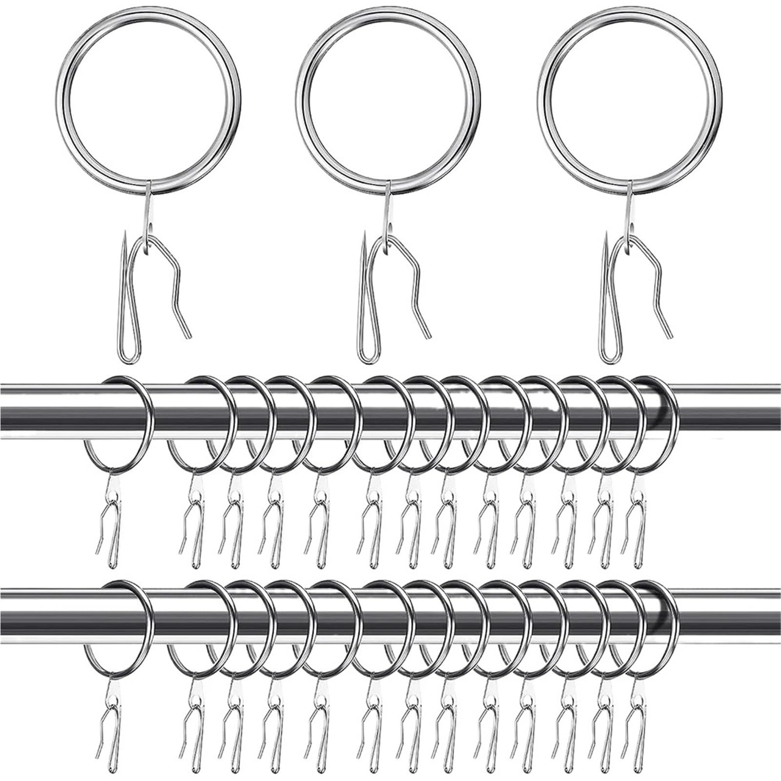 Curtain Rings 30 Sets Metal Curtain Gathering Hooks Pencil Pleat Pinch Rings for Drapes
