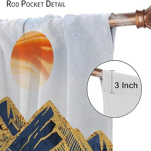 Miniatura 6 de Cortinas opacas con bolsillo para cortinero de montaña forestal, para sala de estar, oscurecimiento de la habitación, estilo japonés, paisaje