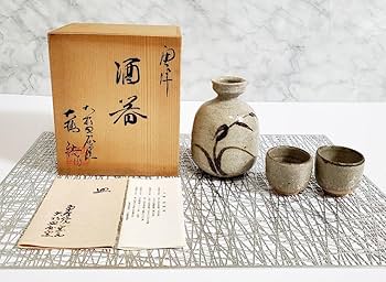 大橋裕作　大杉皿屋窯　朝鮮唐津　耳付　水指　共箱　仕服付　茶道具 大橋裕作 大杉皿屋窯 朝鮮唐津 耳付 水指 共箱 仕服