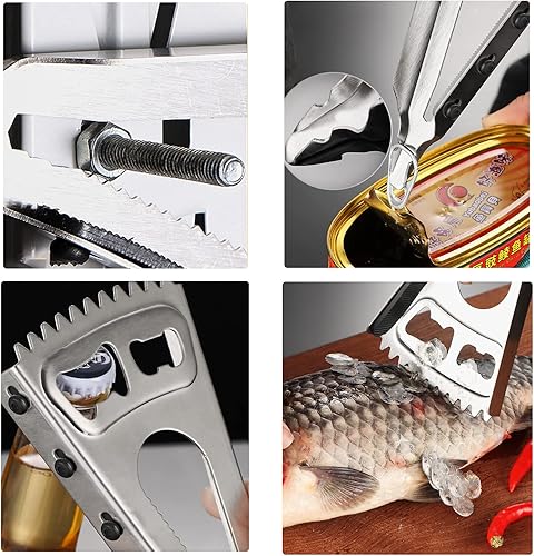 Miniatura 6 de Abridor de botellas de cerveza de acero inoxidable 6 en 1 tarro oral para manos débiles, raspador de escamas de pescado, destornillador, herramienta