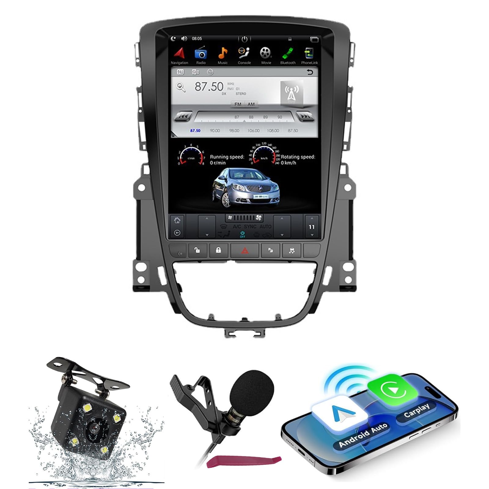 Radio samochodowe z systemem Android 15 Navi dla B-uick Excelle (2010-2014) 10,4" Touchcreen samochodowy odtwarzacz multimedialny z bezprzewodową nawigacją GPS Bluetooth 5.0 HiFi FM 5G-WiFi SWC
