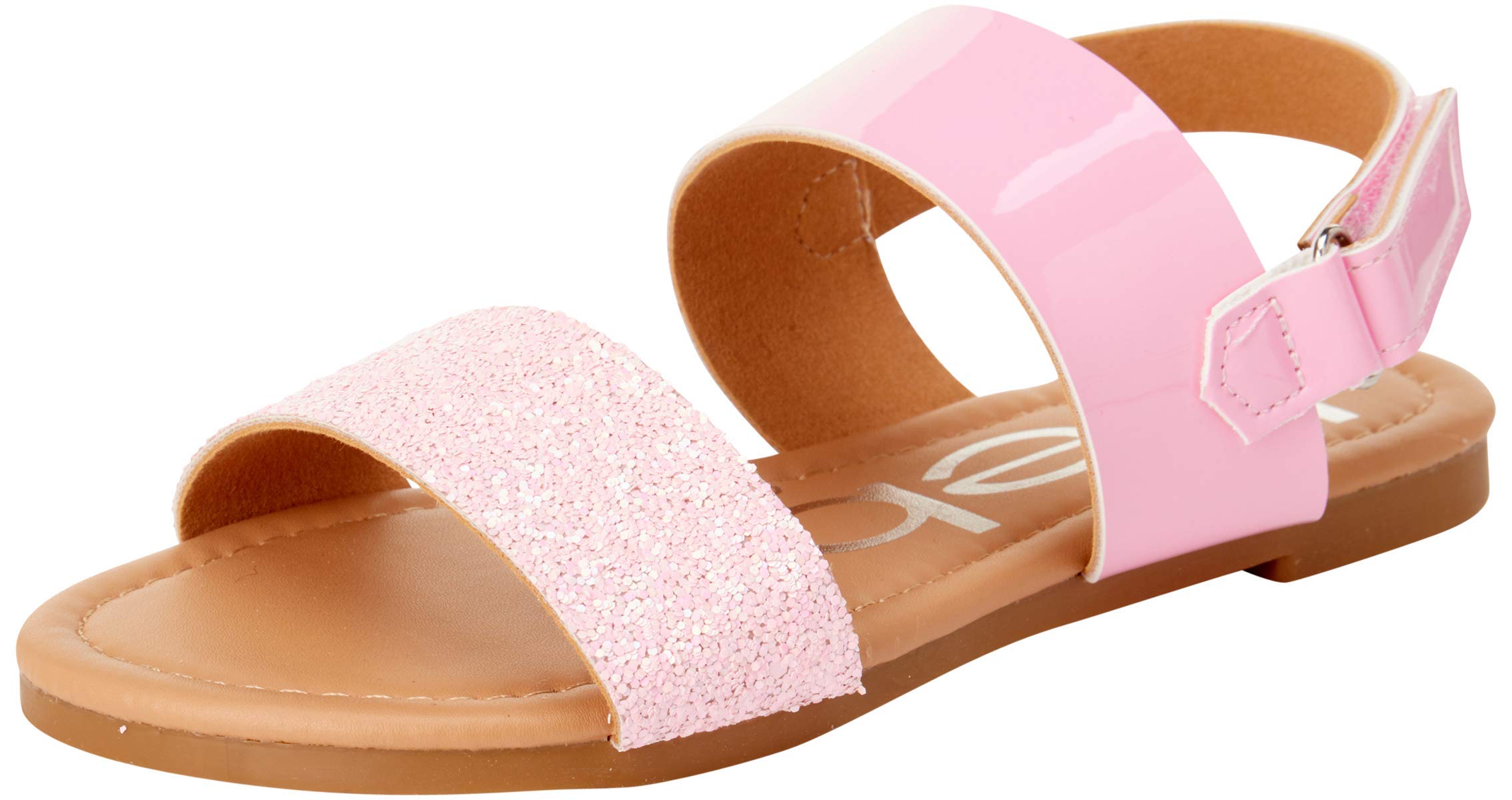 bebe Girls Sandals - Big girl and Toddler Girl Sandals with Durable Leather and Glitter Straps, Summer Dress Shoes for Girls