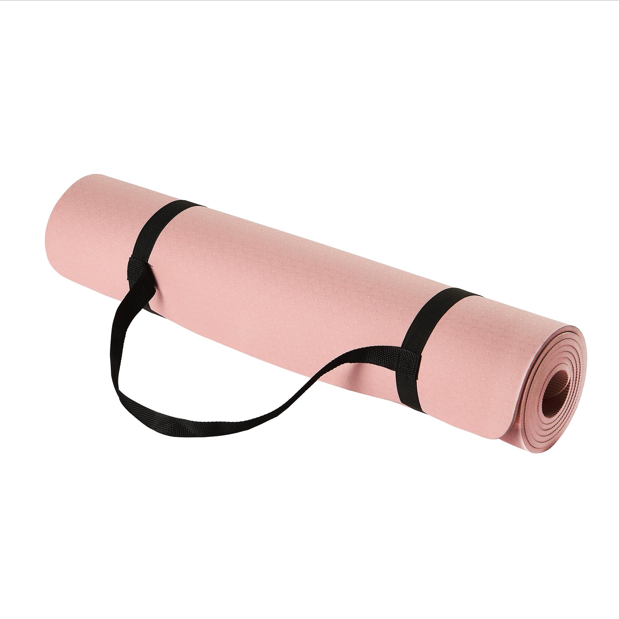 Amazon Basics 1/4 Inch Thick TPE Exercise Yoga Mat with Carrying Strap Rose