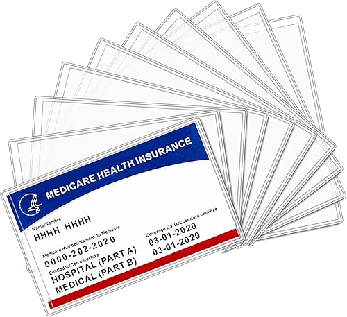 HeyQin Paquete de 10 fundas protectoras para tarjetas de Medicare, protector de tarjetas de seguridad social, fundas de plástico de PVC transparente