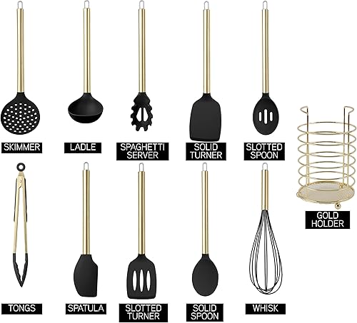 Miniatura 2 de COOK WITH COLOR Utensilios de cocina de silicona, juego de utensilios de cocina de silicona fáciles de limpiar, utensilios de cocina para utensilios