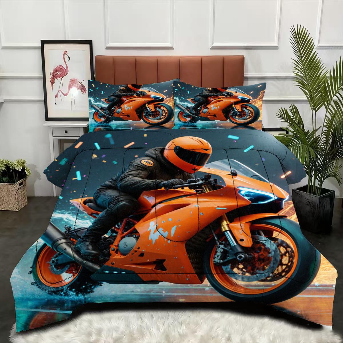 Couette moto 3D respirante pour chambre d'ado et adulte