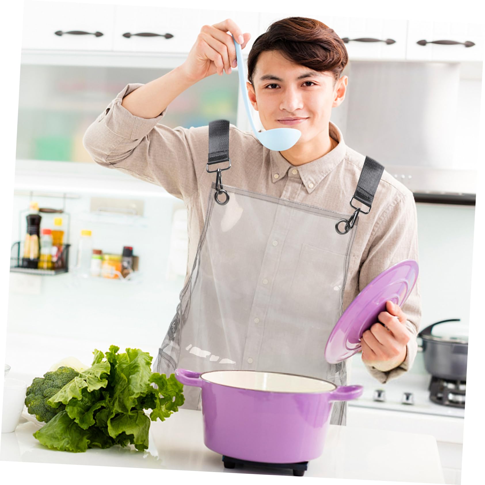 Delantal de Cocina Negro de Tpu Resistente al Agua Aceite