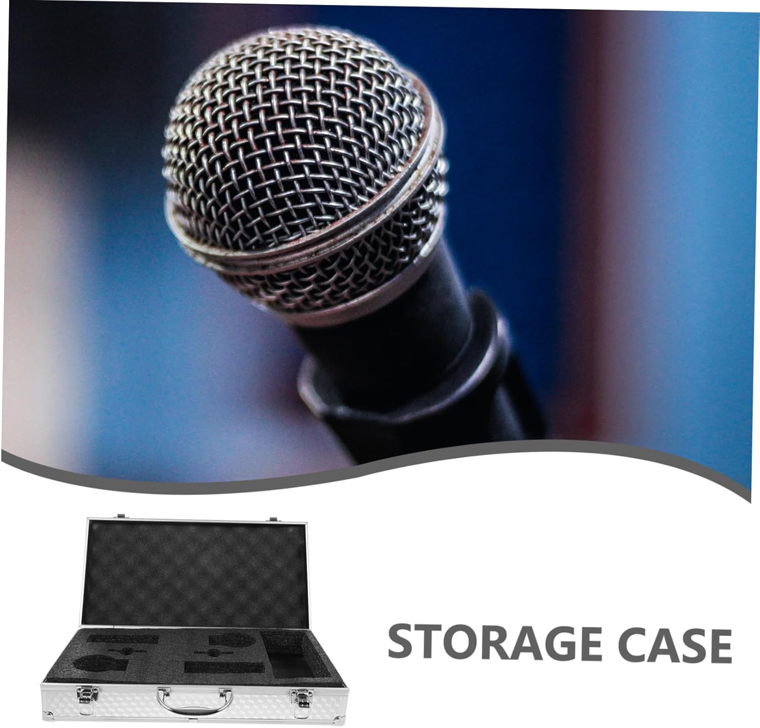Milisten Men's Briefcase for Electronics Aluminum Alloy Handheld Microphone Case 2 Slot Storage Compact Tool Case