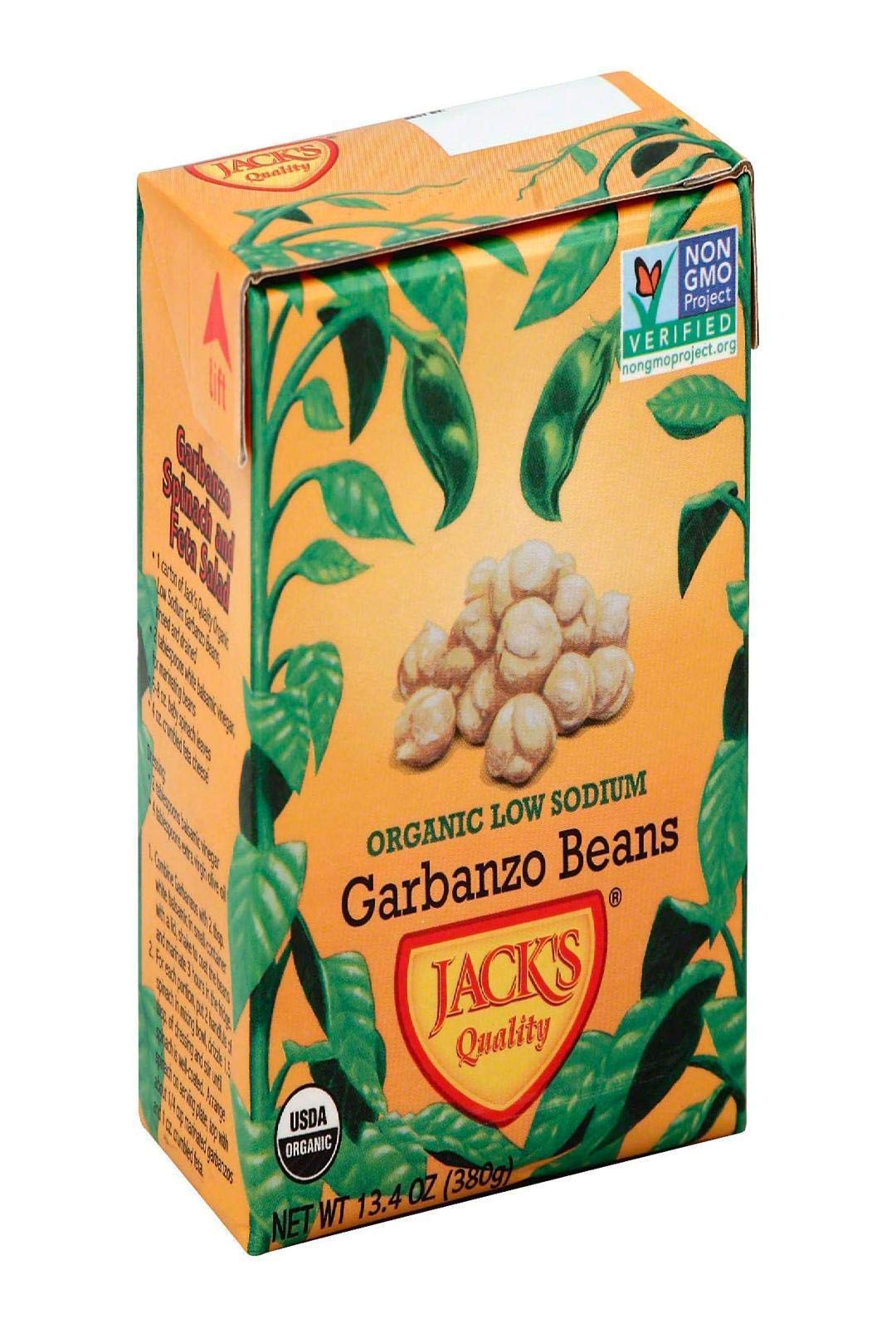Broome Collection Jack's Quality Organic Garbanzo Beans - Low Sodium - Case of 8 - 13.4 oz