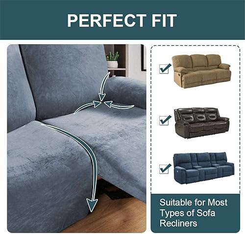 Miniatura 4 de Funda para sofá reclinable de 8 piezas, terciopelo elástico para sofá reclinable de 3 plazas, funda suave y gruesa para sofá reclinable, protector
