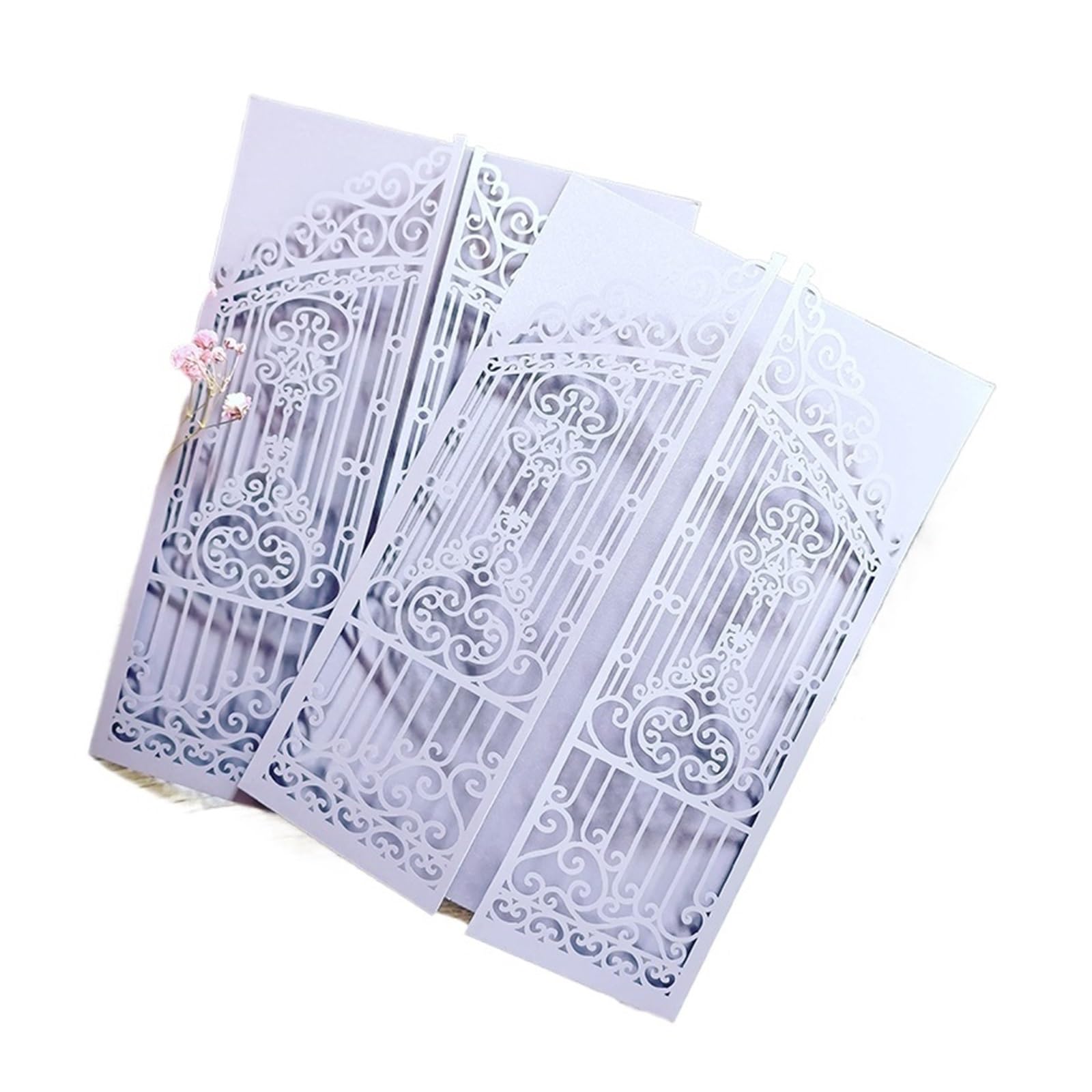 Zaproszenia ślubne, Emerald Rhinestonet Wedding Invitations Multicolor Pack Of 50 Card & Envelope(Lavender,Just Laser Cut Card)