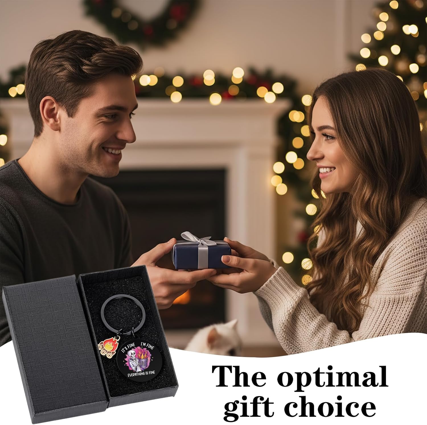 Skull Dumpster Fire Gifts - Everything Is Fine Funny Appreciation Keyring Positive Emotional Support Novelty Keychain Birthday Gift for Coworkers Women Men Christmas Cute Office Accessories - Image 6