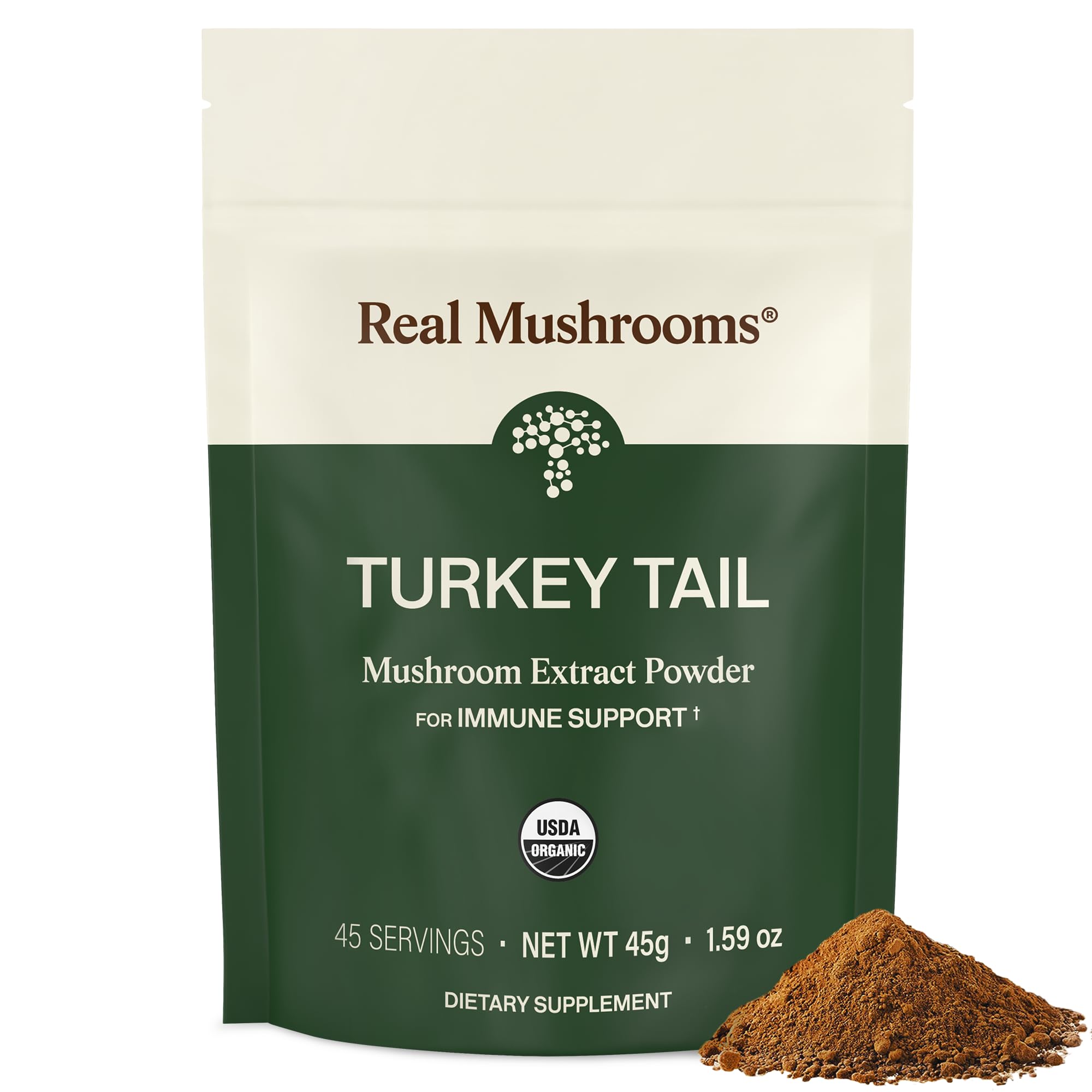 Turkey Tail Mushroom Powder – Organic Mushroom Extract for Daily Wellness Gut Harmony, & Energy Support with Beta Glucans – Vegan, Non-GMO, 45 Servings Functional Supplement