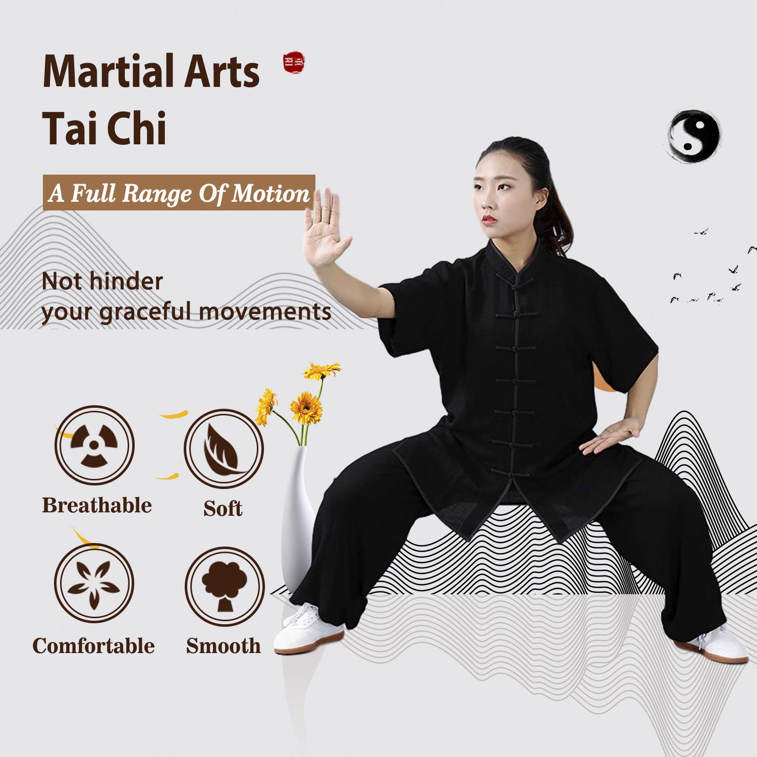 BBLAC 2KEY Artes Marciales Ropa | Unisex Traje para Tai Chi y Meditación | Tradicional Chino Uniforme Está Hecho