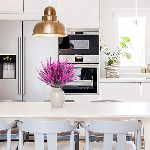 Miniatura 8 de 20 paquetes de flores artificiales de lavanda para exteriores, resistentes a los rayos UV, flores falsas que no se decoloran, plantas de plástico