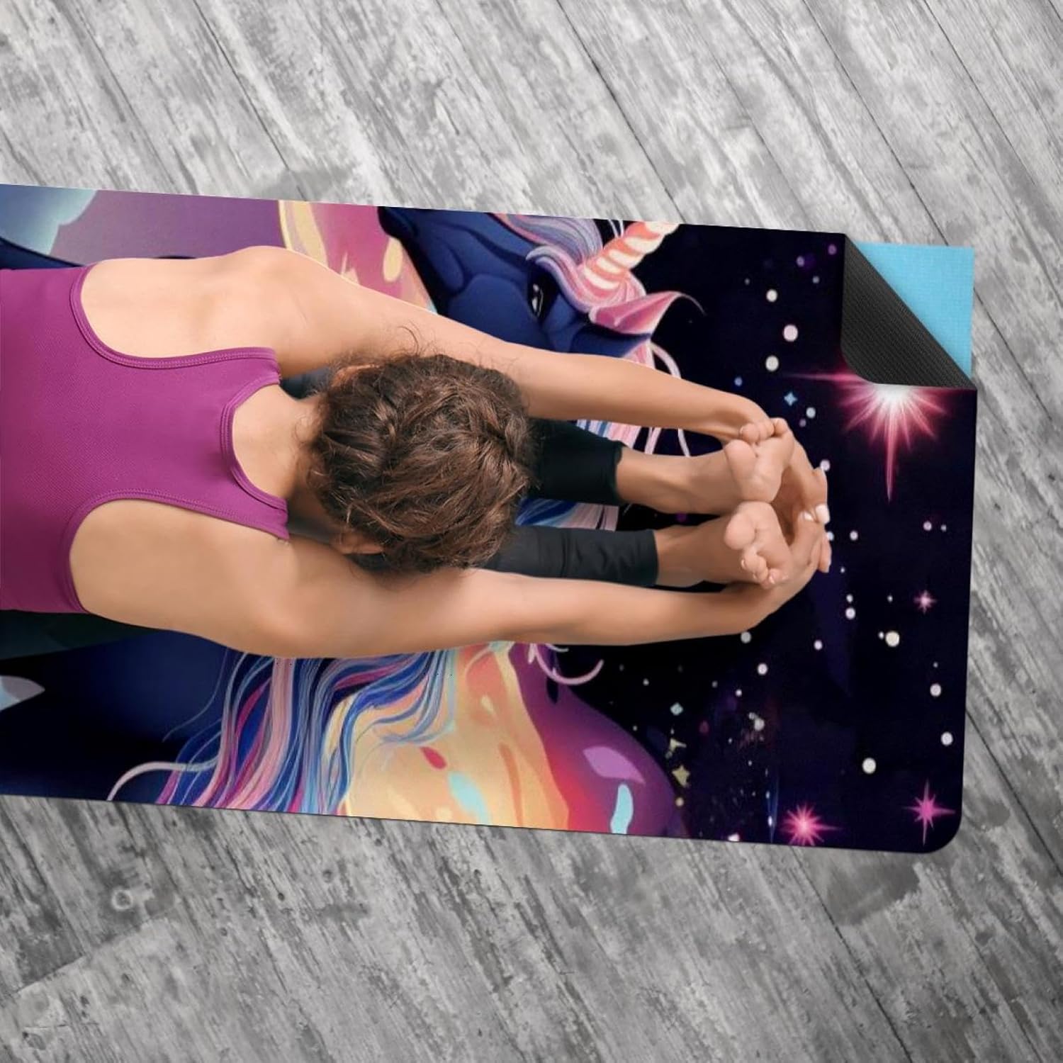 Yoga Towel, Galaxy Unicorn Pattern Non Slip Sweat Absorbent Hot Yoga Mat Towel for Hot Yoga, Pilates and Fitness - 72.8" x 26.8"