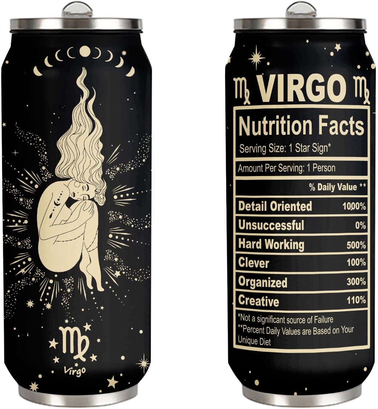 tatamonkey Virgo Constellation Tumbler Zodiac Mens Womens Stainless Steel Tumblers Astrology Fans Birthday Gifts Coffee Sublimation Mugs Car Cup - 17 OZ
