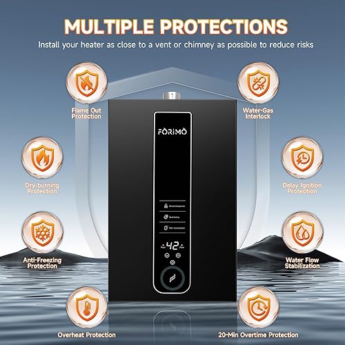 Miniatura 4 de Calentador de agua sin tanque de gas natural, 4.21GPM 16L en interiores, calentador de agua de propano constante, calentador de agua de gas natural