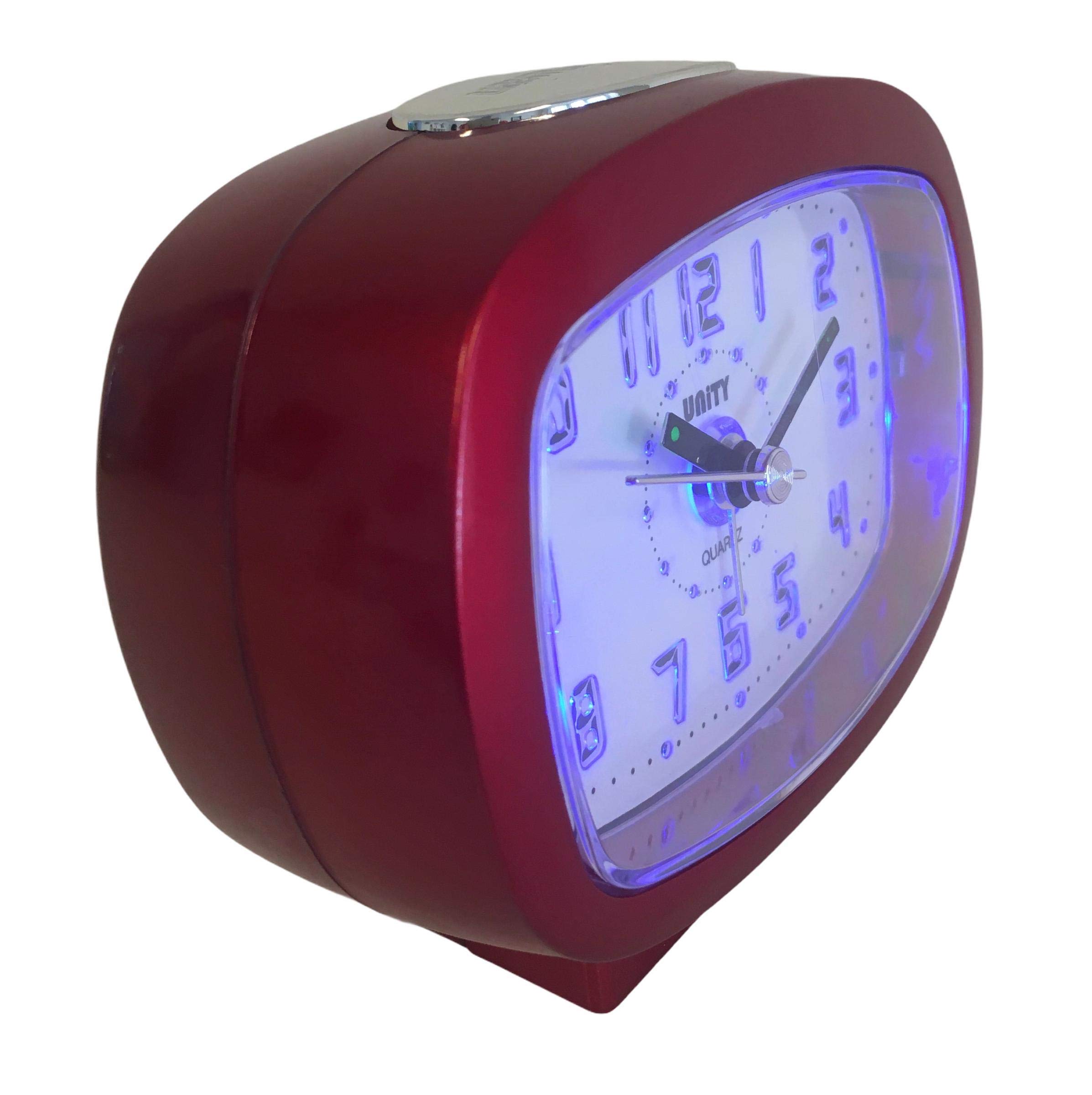 Unity Sveglia con segnale acustico con luce LED, Rossa, 9 x 7,5 x 4,5 cm
