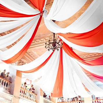 4 Panels Ceiling Drapes White Ceiling Drapes for Weddings 5ftx20ft Wedding Draping Fabric Sheer Gauze Cheesecloth Fabric Wedding Drapes Soft Arch Wedding Ceiling Decoration for Party Ceremony Event