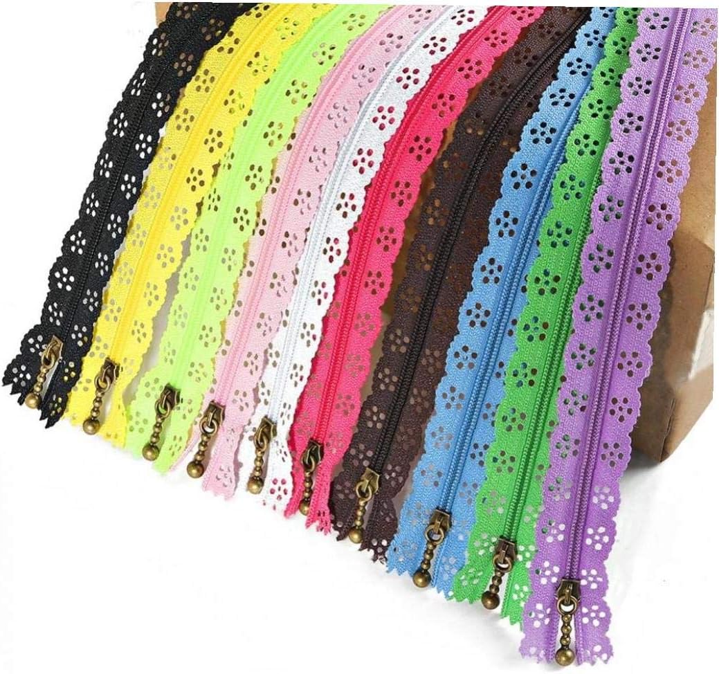 20 cm Nylon Lace Zip for Sewing Coil Closed End Zippers Tailor Sewer Craft Pack of 10