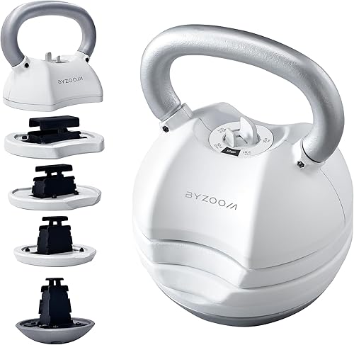 BYZOOM FITNESS Adjustable Kettlebell 30lb Weight Training Fitness Exercise Full Body Workout 5 in 1 for Home Gym Beginners Woman