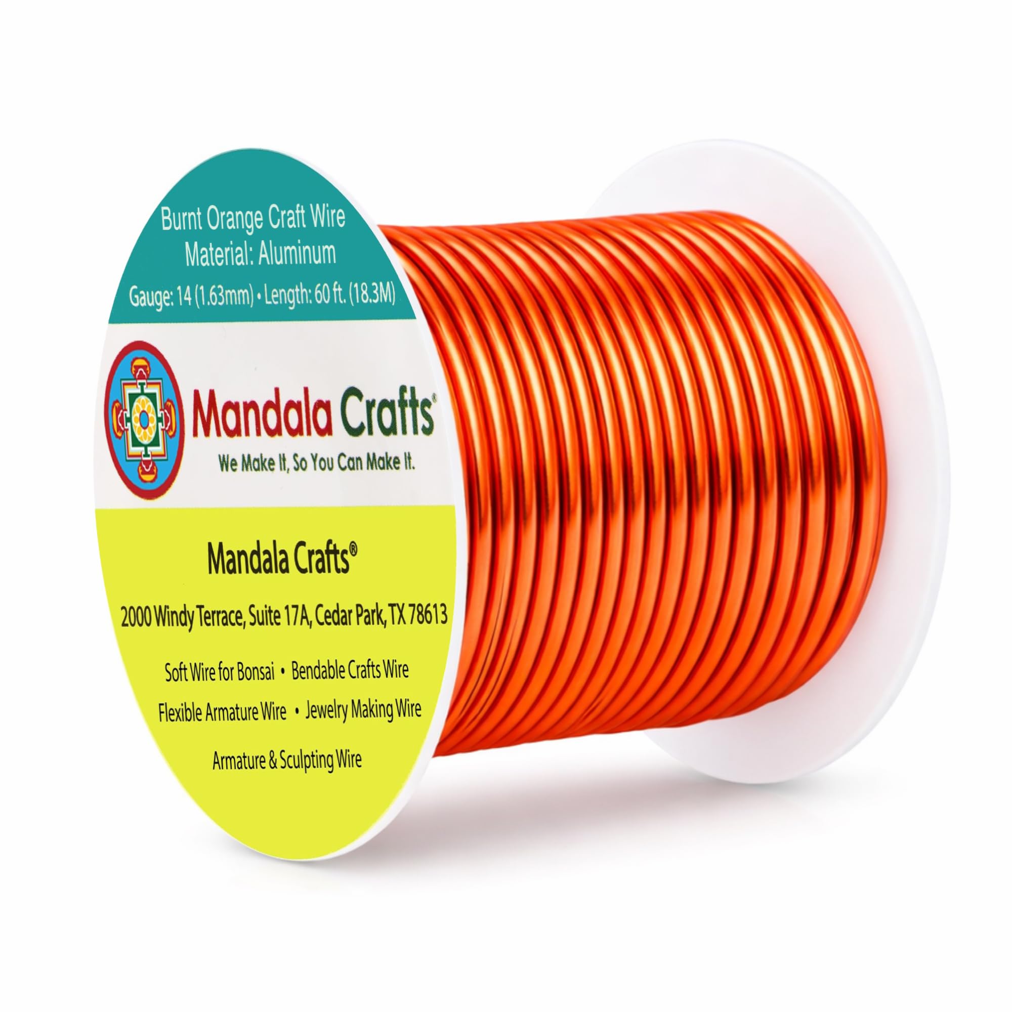 Mandala Crafts 14 Gauge Burnt Orange Anodized Aluminum Craft Wire, 60 FT