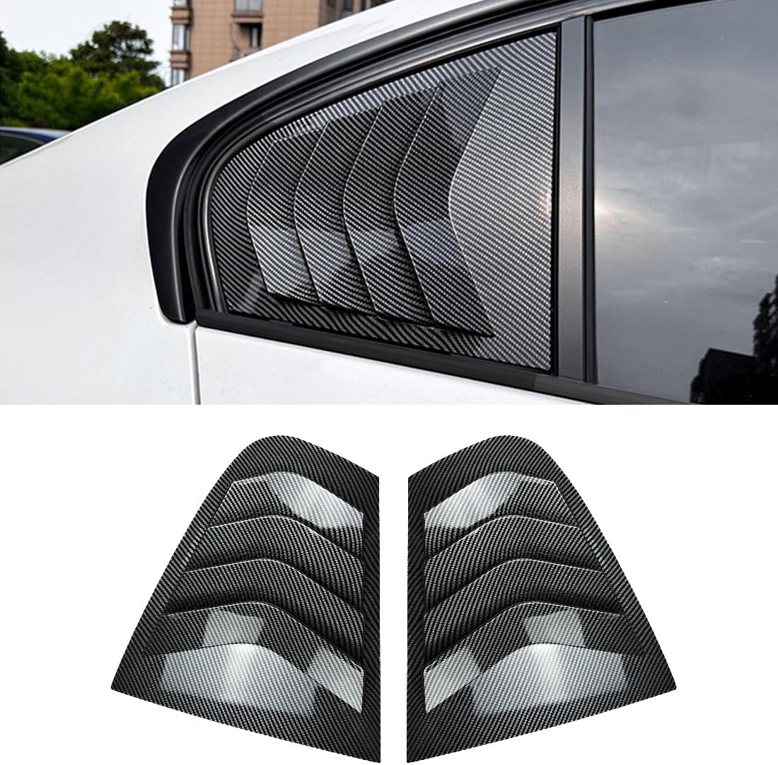 XITER 2PCS ABS Carbon Fibre Racing Style ABS Rear Side Window Louvers Air Vent Scoop Shades Cover for BMW 3 Series 2012 2013 2014 2015 2016 2017 2018 F30 Sedan(Carbon Fiber BLACK)