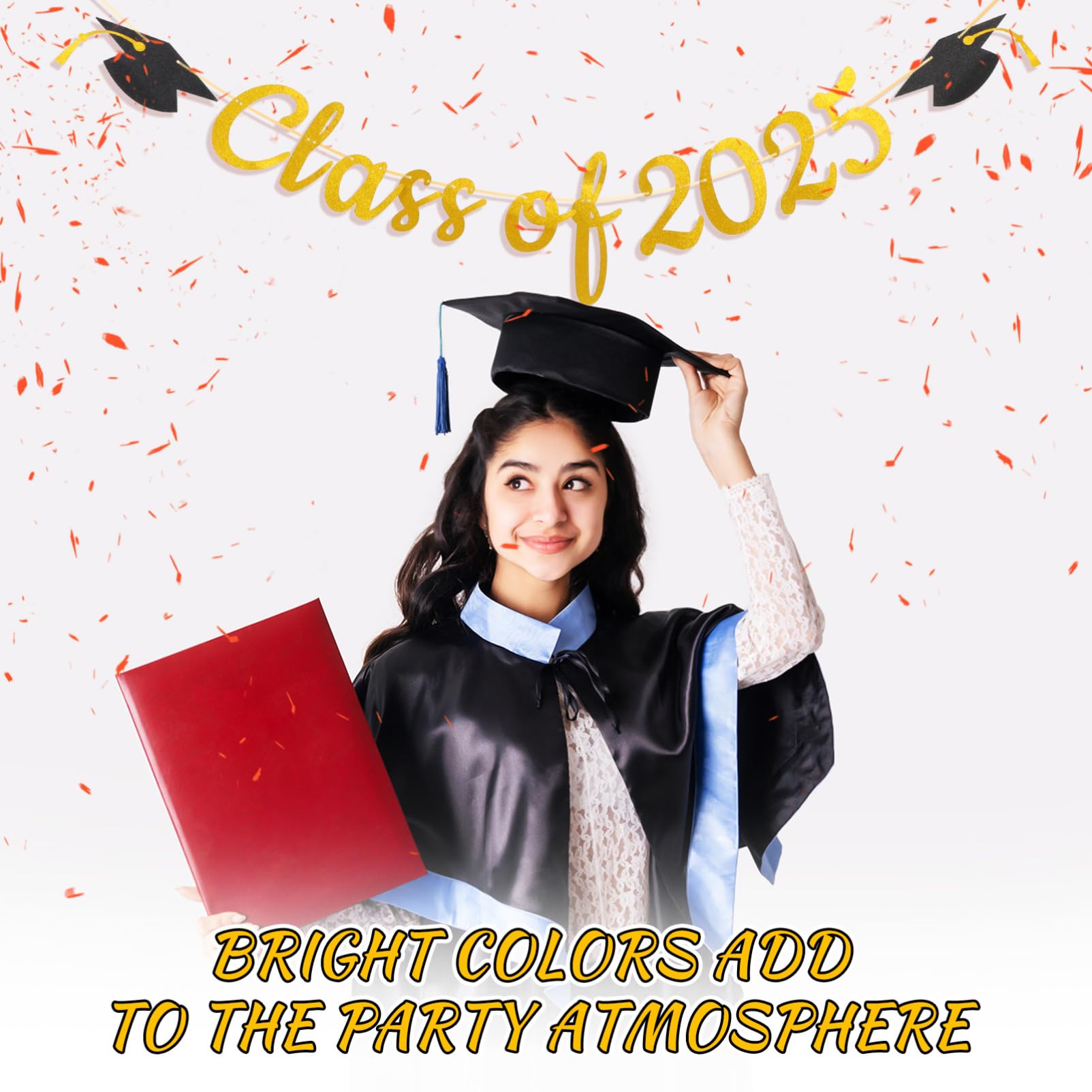 Operitacx Graduation Banner Class of 2025 Party Decoration Reusable Paper Backdrop Sign Bright Colours Easy to Hang for Graduation Celebration and Photo Props - Image 4
