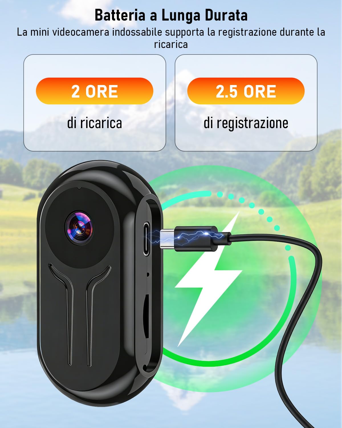 Mini Action Cam 2K, Telecamera Moto Portatile Sportkamera WiFi, 120° Videocamera Sport Videocamera POV Vlog Fotocamera Magnetica per Ciclismo Moto Conferenze Viaggio