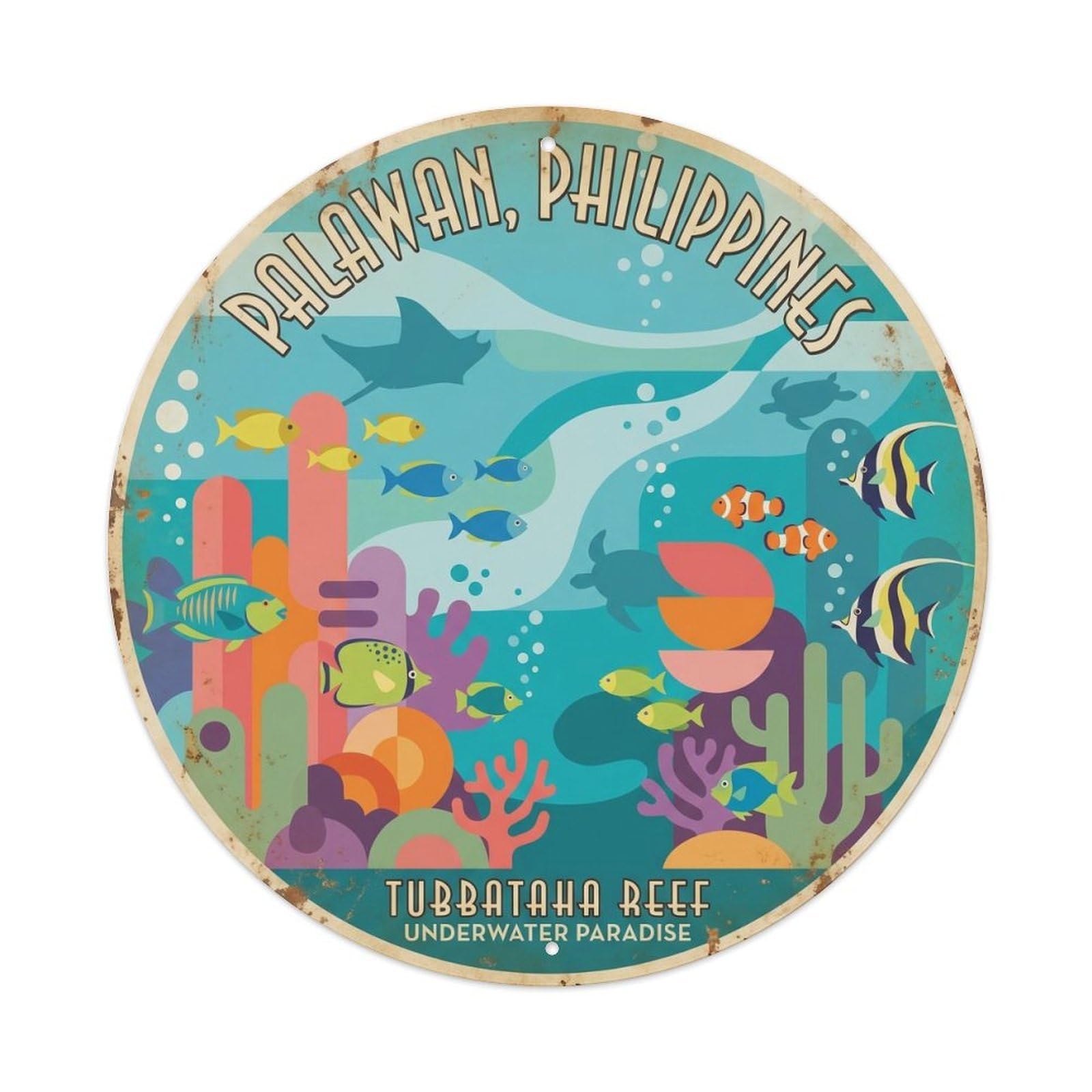 Tubbataha Coral Reef Marine Wildlife Adventure Metal Tin Sign