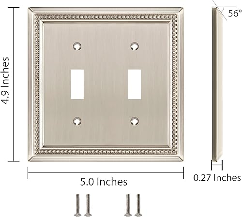 Vista 523 de Henne Bery Sunken Pearls - placa decorativa de pared para interruptor (Palanca simple, 2 unidades, níquel satinado)