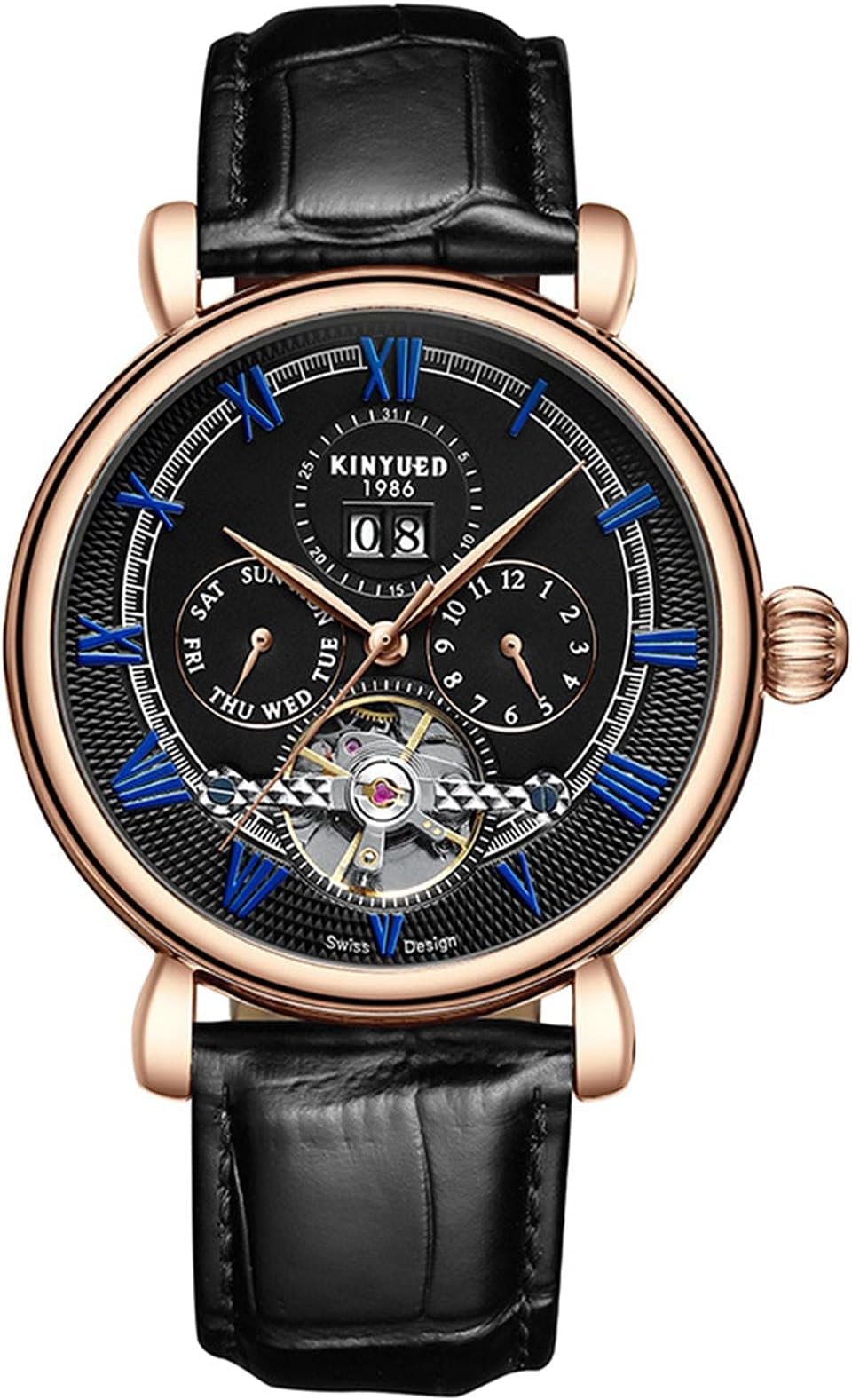 JTTMClassic Men'S Automatic Business Dress Wrist Watches Tourbillon Mechanical Watch for Men Waterproof Luminous Dial Self-Winding Multifunctinal Wristwatch