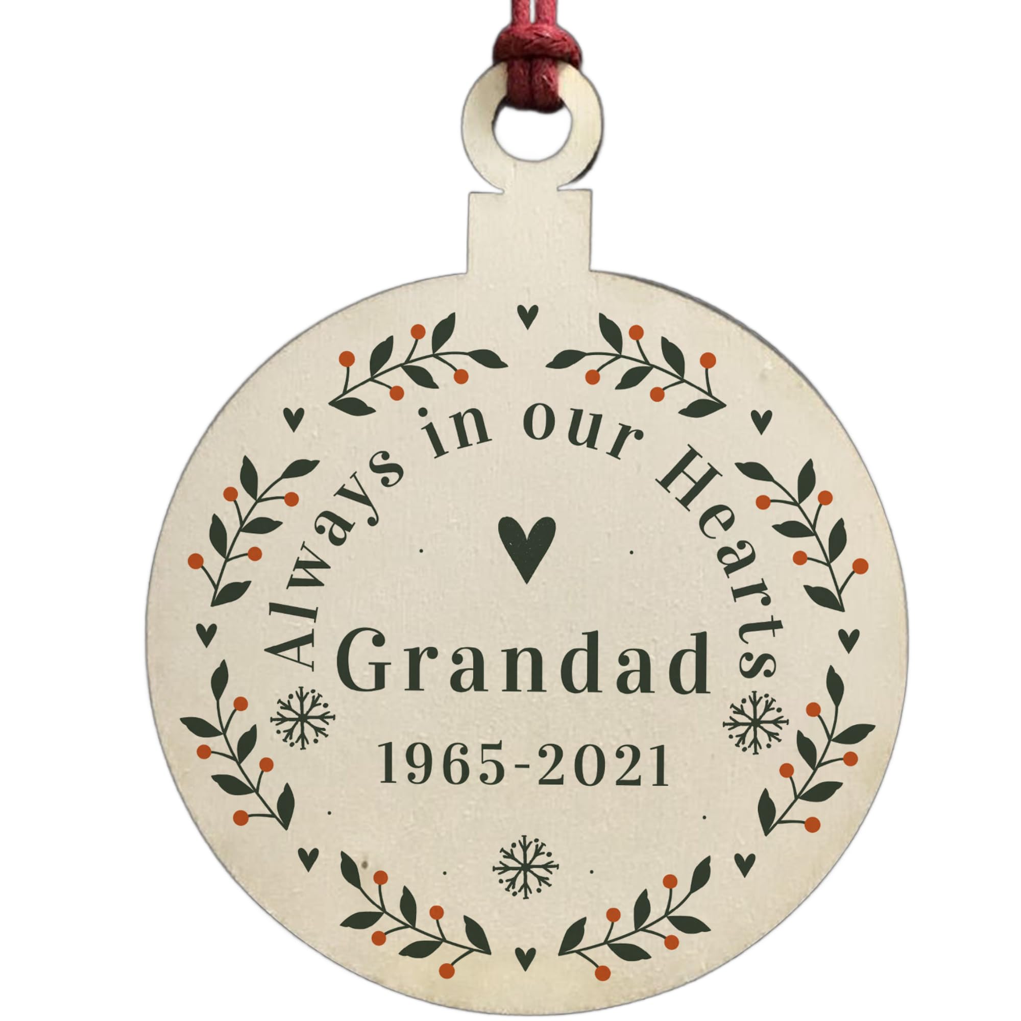 Personalised Rememberance Christmas Bauble Tree Ornament Grandad Memorial Gift