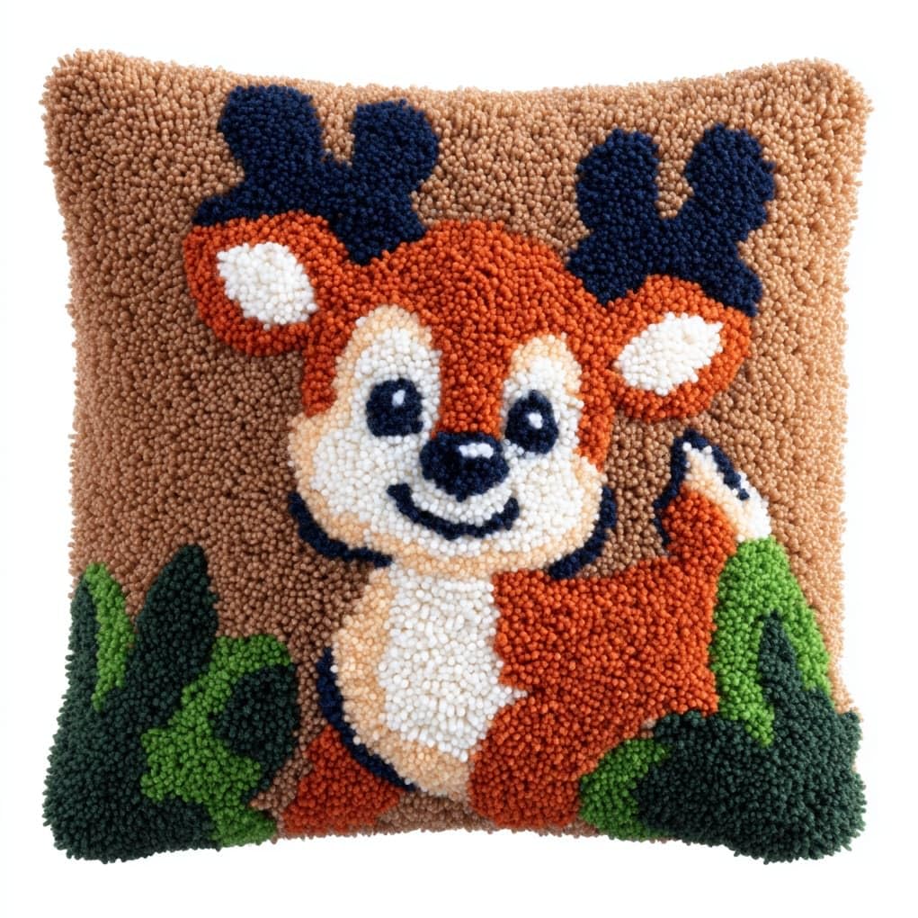 Wallustrioaw Cartoon Deer Diy Rug Cushion Kit 43X43cm,