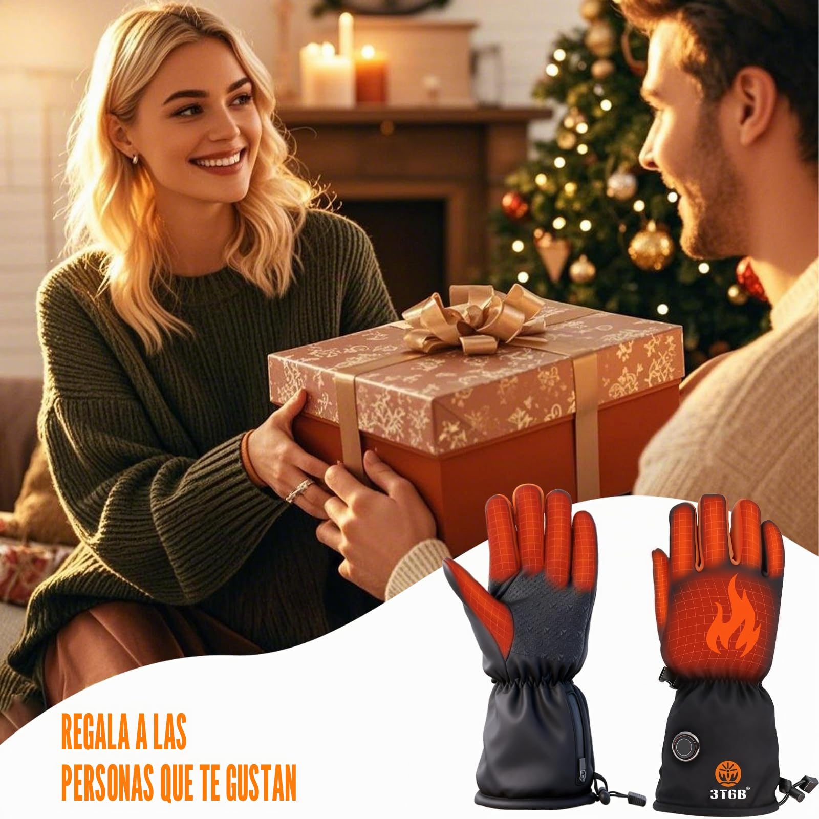 Guantes calefactables Recargables de 6000 mAh para Hombres y Mujeres, Guantes Térmicos Impermeable Pantalla Táctil, 3 Temperaturas Guantes Eléctricos Calefactables para Moto, Bicicleta