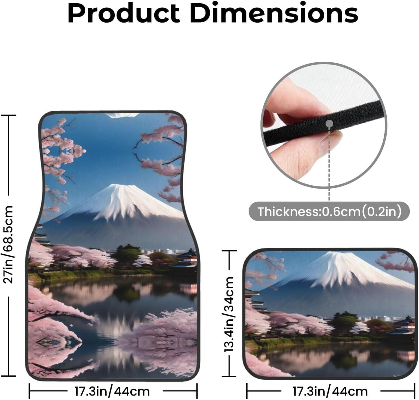 Mt. Fuji in early spring Patterned car mats 4-piece set | For cars/SUVs/trucks | Firm fit without displacement