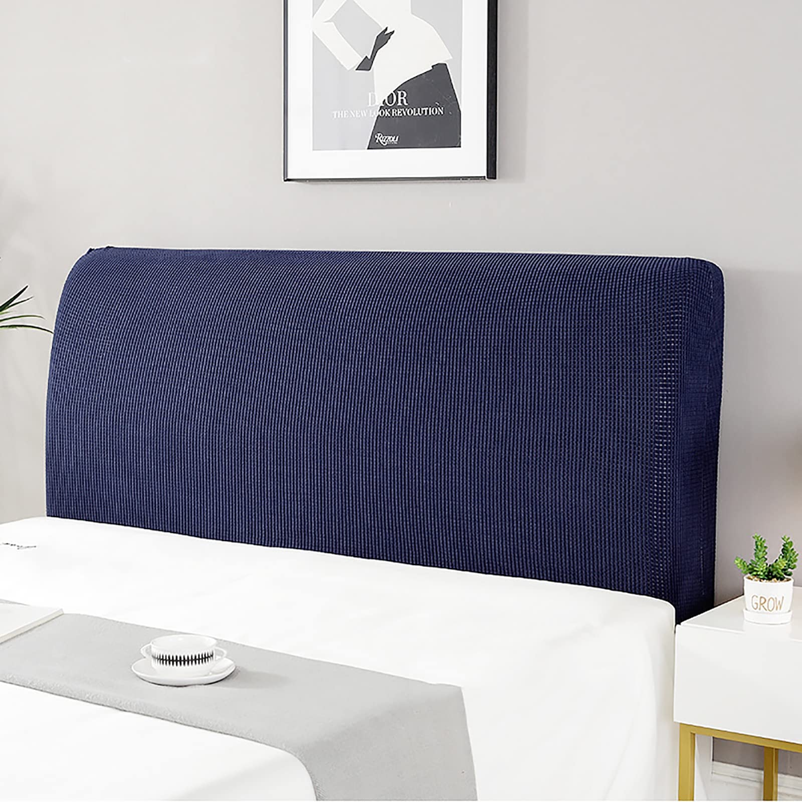 UVCMDUI Headboard Cover, Stretch Bed Headboard Cover for Double/Single Bed, King/Super King Size Washable Headboard Slipcover,dark blue,180cm/70.9in