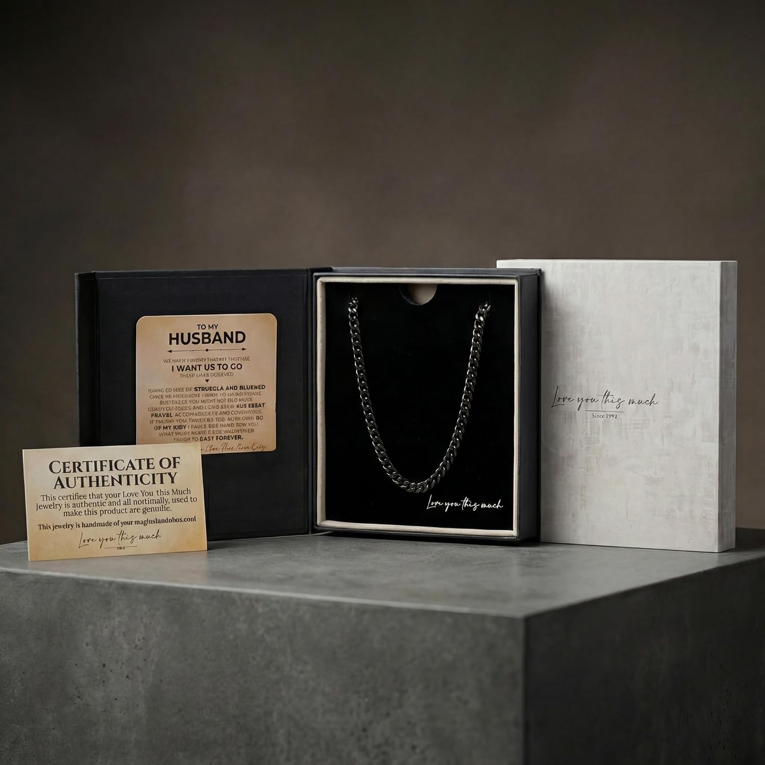 Love You This Much Jewelry Gift Set - Classic Steel Bracelet - Romantic Gift, Unique Husband Gifts