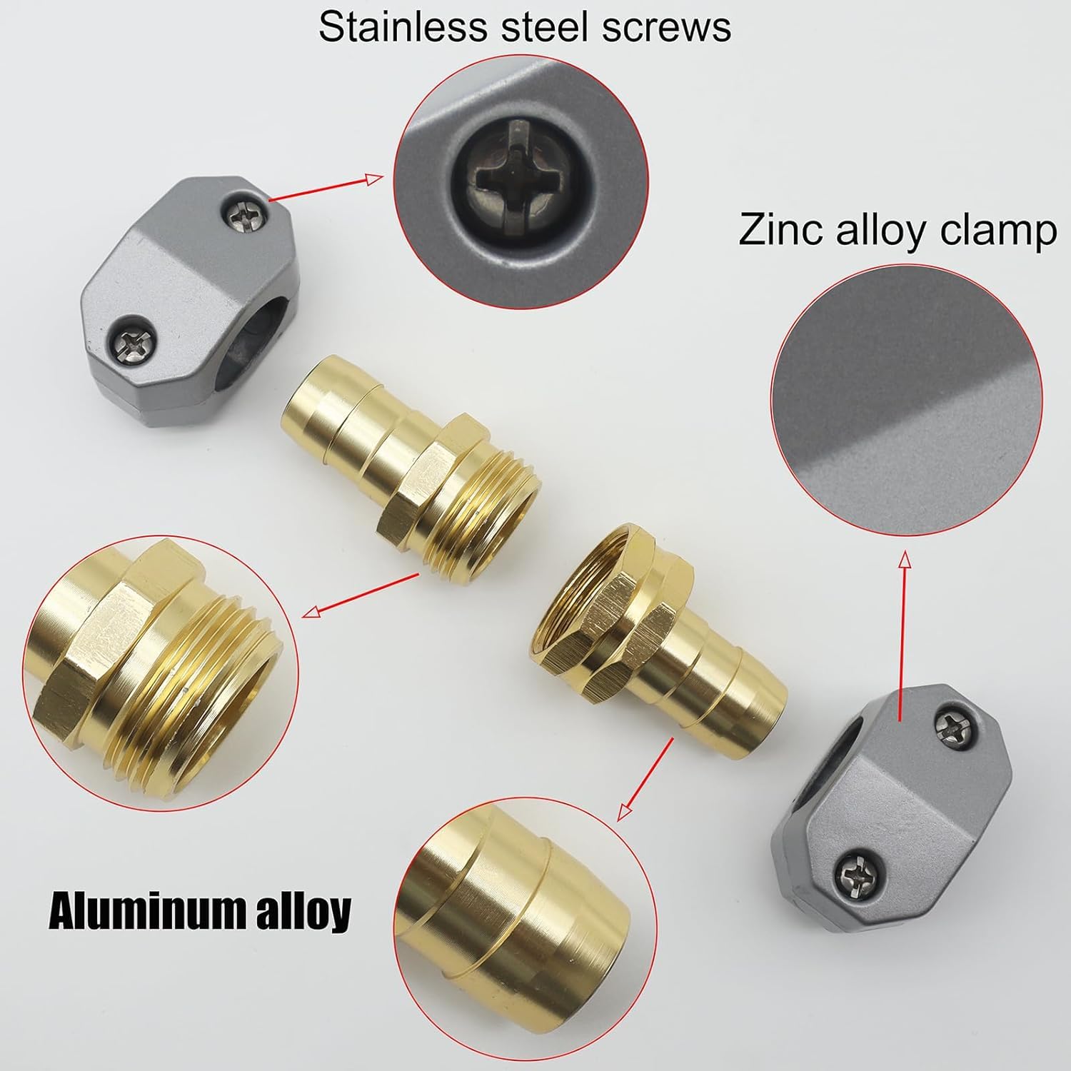 Złączki szybkozłączki do węża ogrodowego, 3/4 i 5/8, złączki do węża ogrodowego, aluminiowe żeńskie i męskie, zestaw naprawczy, zamiennik końcówki węża (5 par)