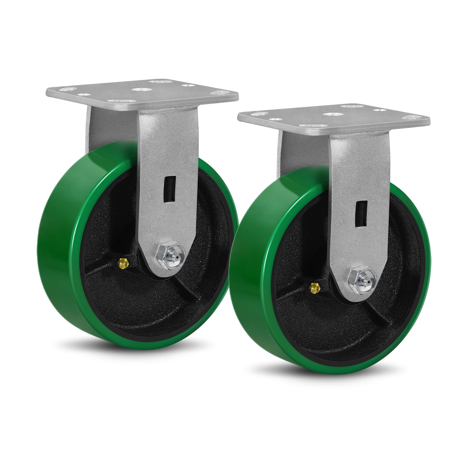LONGRUNFORU 6" X 2" Industrial Casters- 1200 lbs Capacity/Caster, Polyurethane Tread Cast Iron Casters (Non-Marking) Rigid Heavy Duty Caster for